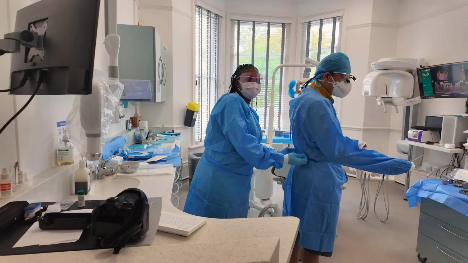 Clinical team preparing the treatment room